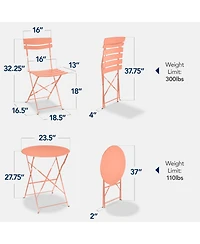 Best Choice Products 3-Piece Folding Patio Bistro Set with 2 Chairs and Table