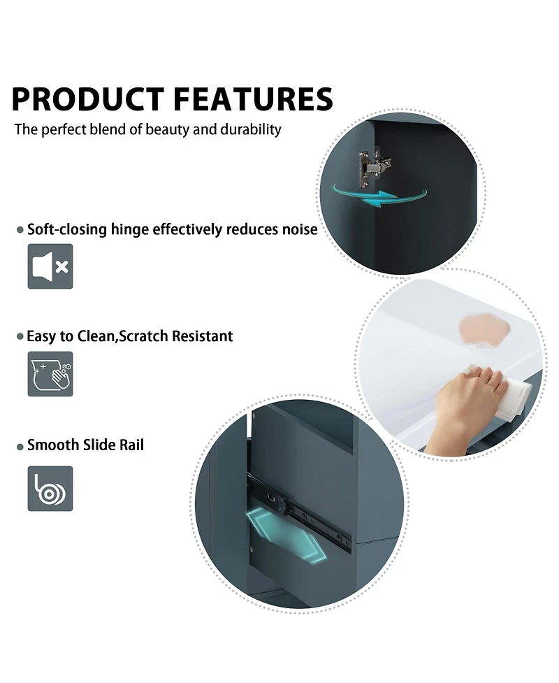 Lovmor 36inch Bathroom Vanity with Ceramic Sink Combo Solid Wood Frame Bathroom Storage Cabinet Freestanding Vanity Set with 3 Drawers Soft Closing Do