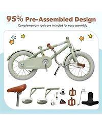 Hongge Kids Bike with Adjustable Handlebar and Saddle Green-18 Inches