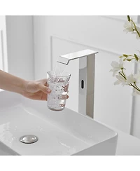 Automatic Sensor Touchless Vessel Sink Faucet Polished Chrome Single Hole Bathroom Faucet with Pop Up Drain