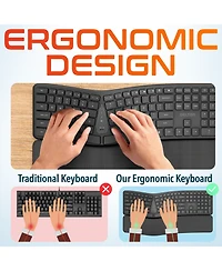 Delton KB250 Ergonomic Wireless Keyboard with Wrist Rest Pad (DKBE250-wb)