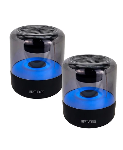 Riptunes 2-pack 360° Bluetooth Speaker, 6-Color Led Ambient Lights, Usb/microSD/Aux Playback