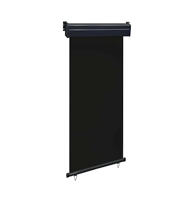 vidaXL Balcony Side Awning Black Steel, Aluminum, Polyester 41.3 x 98.4 in