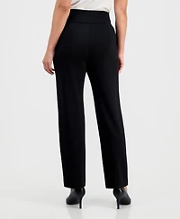 Jones New York Petite High-Rise Pull-On Straight-Leg Pants