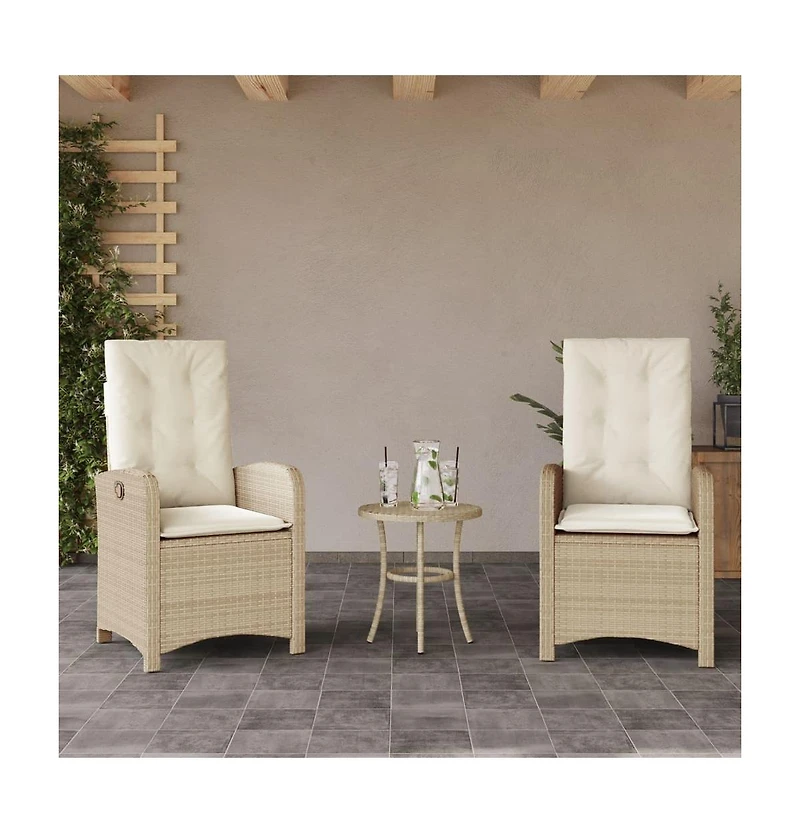 vidaXL Reclining Garden Chair Set of 2 Beige
