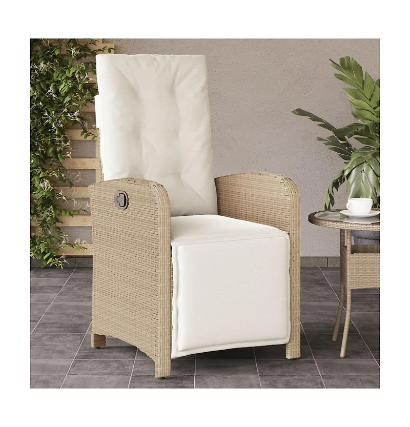 vidaXL Reclining Garden Chair Beige Poly Rattan Medium