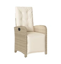 vidaXL Reclining Garden Chair Beige Poly Rattan Medium