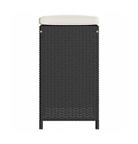 vidaXL Garden Bar Stool Set of 2 Black Poly Rattan, Powder-Coated Steel