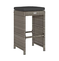 vidaXL Garden Bar Stool Set of 2 Grey Pe Rattan 15.7 x 15.7 x 29.9 in