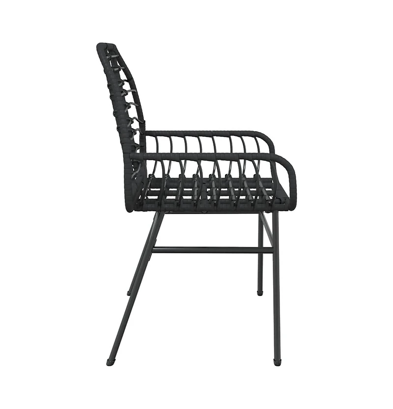 vidaXL Garden Chair Black Pe rattan, powder-coated steel Medium