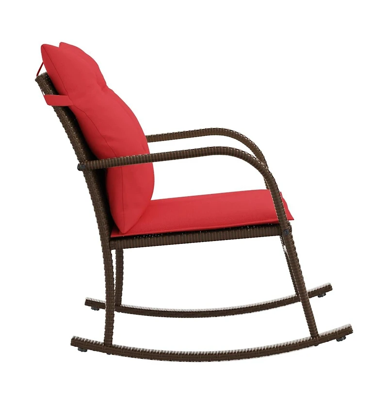 vidaXL Patio Rocking Chair Brown Pe rattan Medium Removable Covers