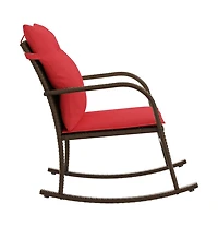 vidaXL Patio Rocking Chair Brown Pe rattan Medium Removable Covers