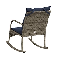 vidaXL Patio Rocking Chair Grey Poly Rattan and Powder-Coated Steel Medium