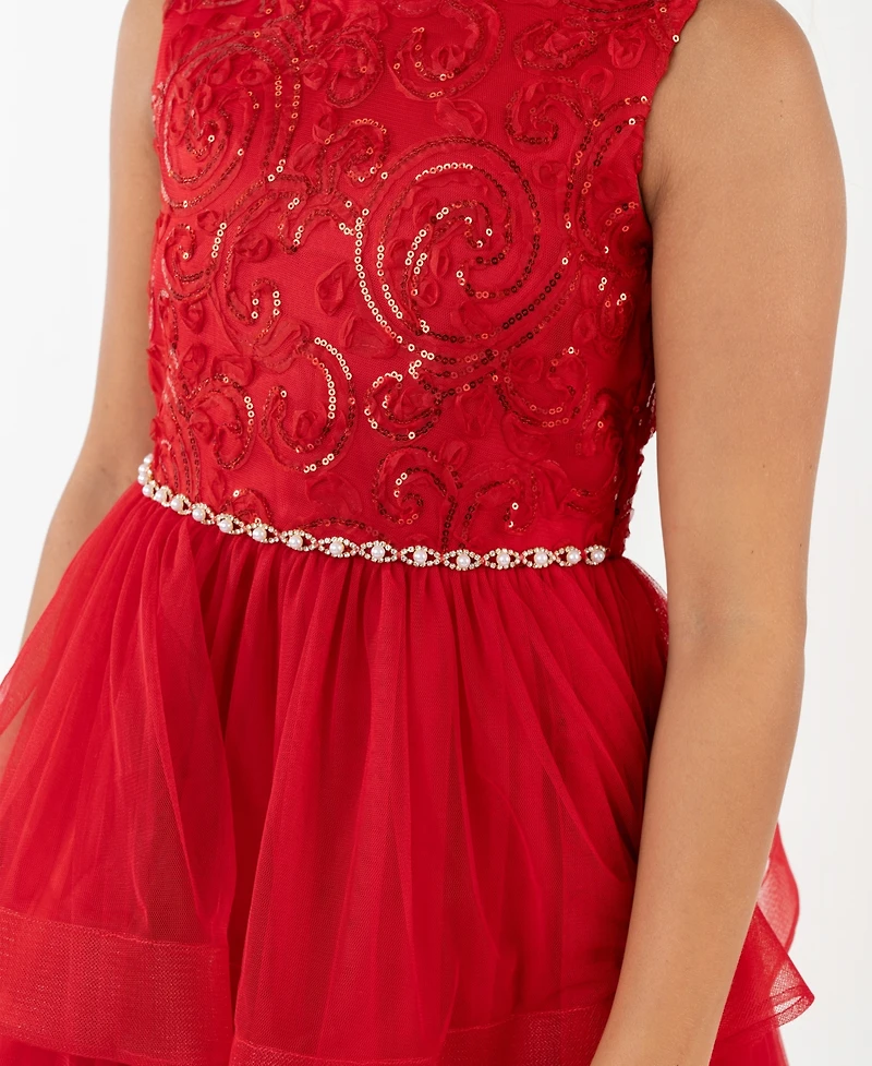 Rare Editions Girls 7-16 Mesh Tiered Skirt Dress