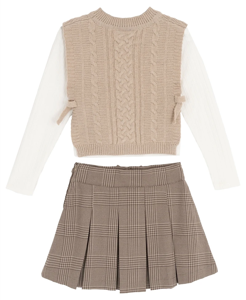 Rare Editions Girls 7-12 3-Piece Top, Vest and Skort Set