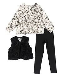 Rare Editions Girls 2T-6X 3-Piece Top, Vest and Leggings Set