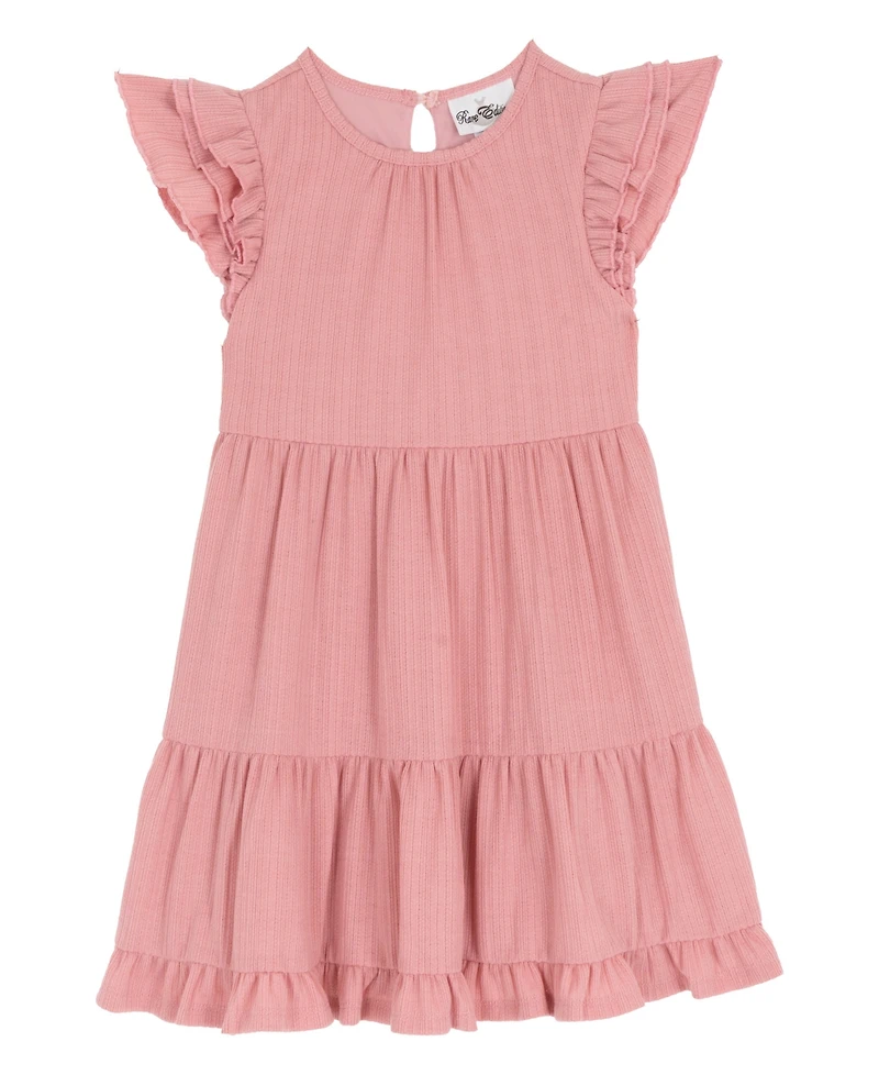 Rare Editions Girls 2T-6X 2-Piece Bow Cardigan Textured Knit Dress