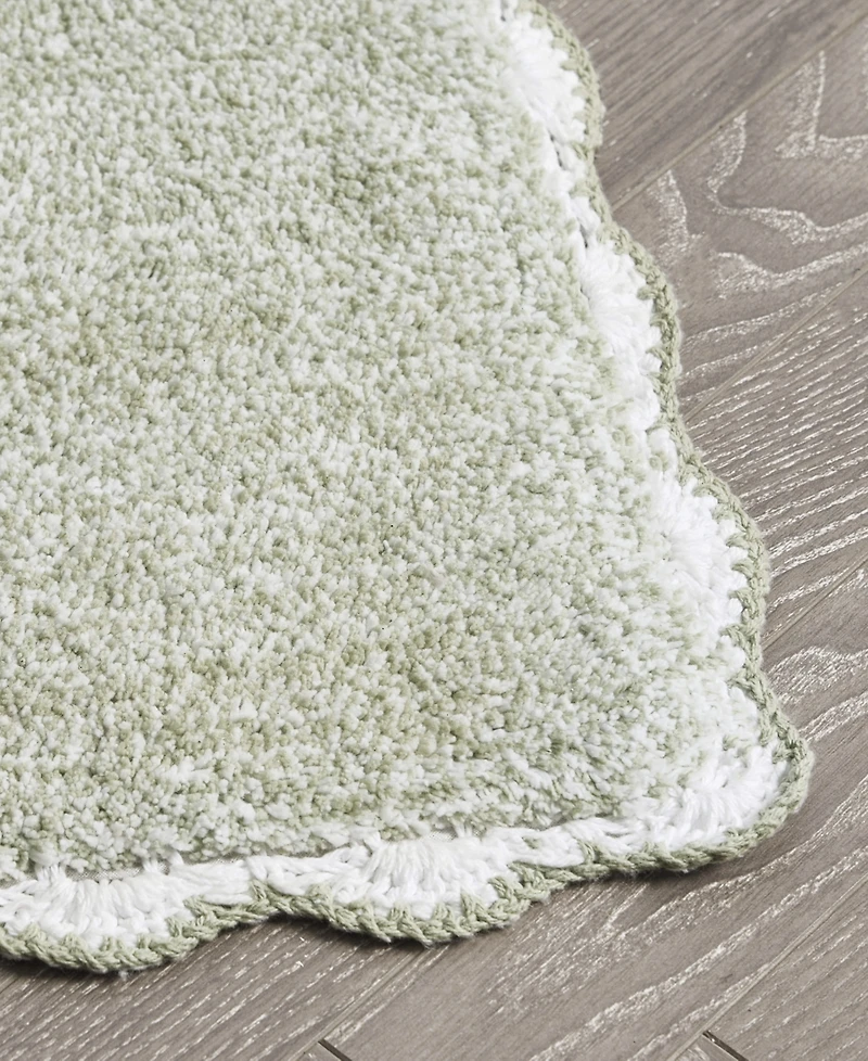Laura Ashley Heathered Crochet Border Cotton Bath Rug, 17" x 24"