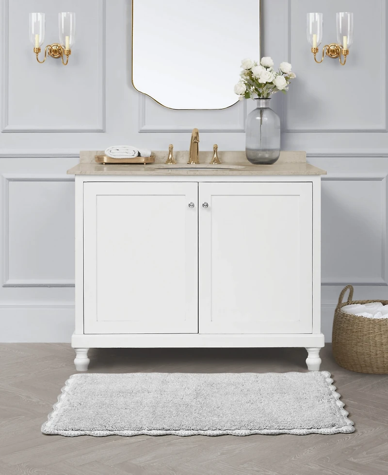 Laura Ashley Heathered Crochet Border Cotton Bath Rug, 20" x 32"