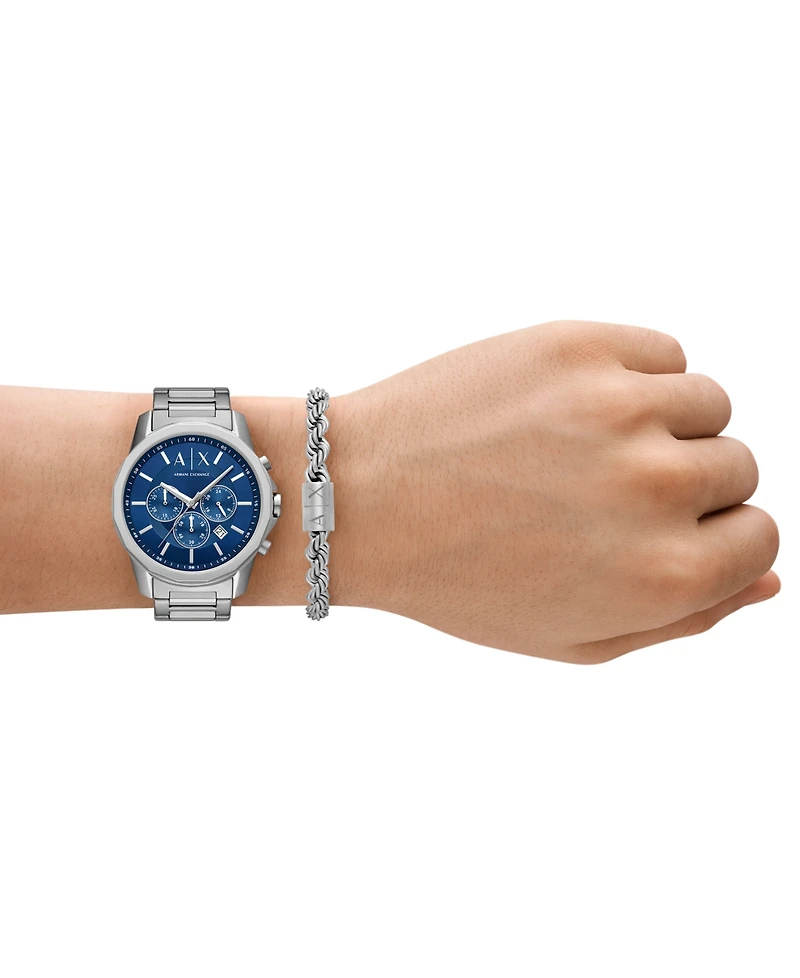 Armani Exchange Men's Chronograph Stainless Steel Gift Set, 44mm