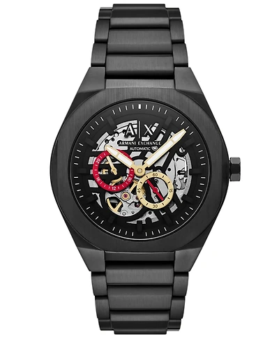 Armani Exchange Men's Sync Automatic Black Stainless Steel Watch, 44mm
