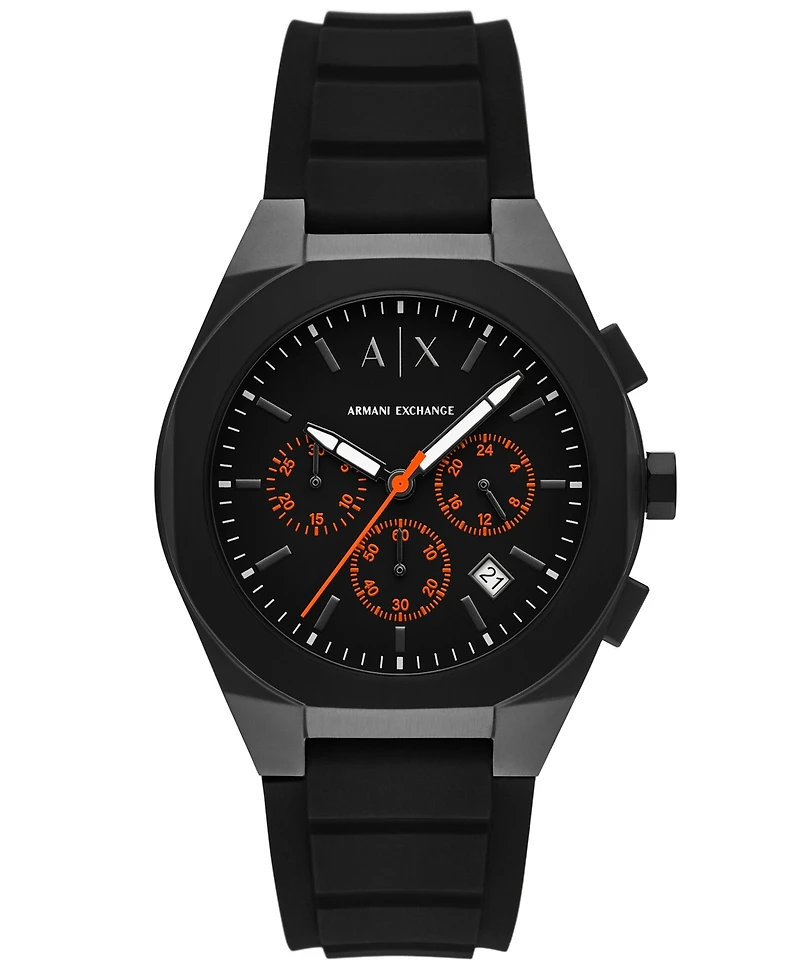 Armani Exchange Men's Sync Chronograph Black Silicone Watch, 42mm