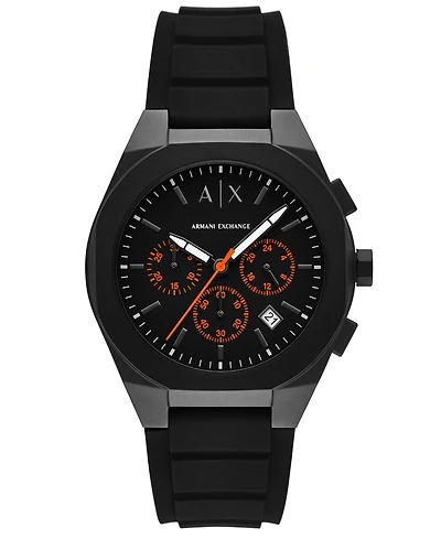 Armani Exchange Men's Sync Chronograph Black Silicone Watch, 42mm