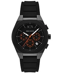 Armani Exchange Men's Sync Chronograph Black Silicone Watch, 42mm