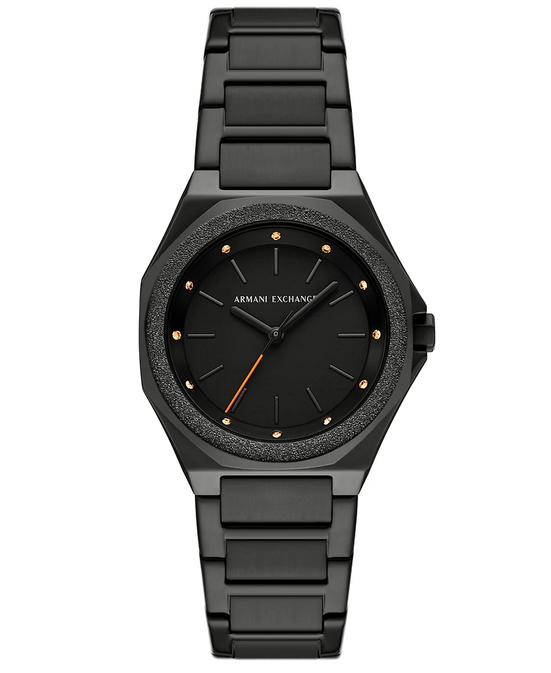 Armani Exchange Women's Three-Hand Black Stainless Steel Watch, 34mm