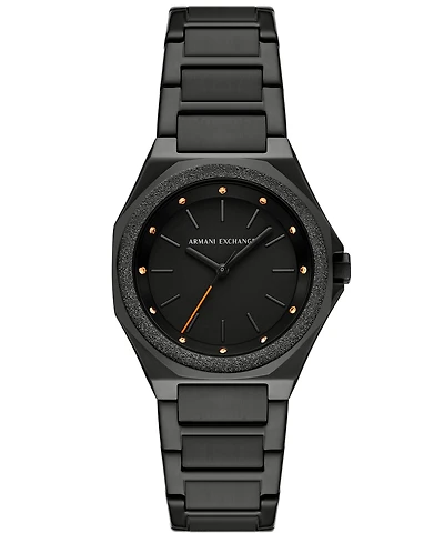 Armani Exchange Women's Three-Hand Black Stainless Steel Watch, 34mm