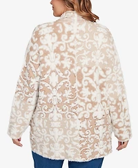 Ruby Rd. Plus Eyelash Scroll Jacquard Cardigan Sweater