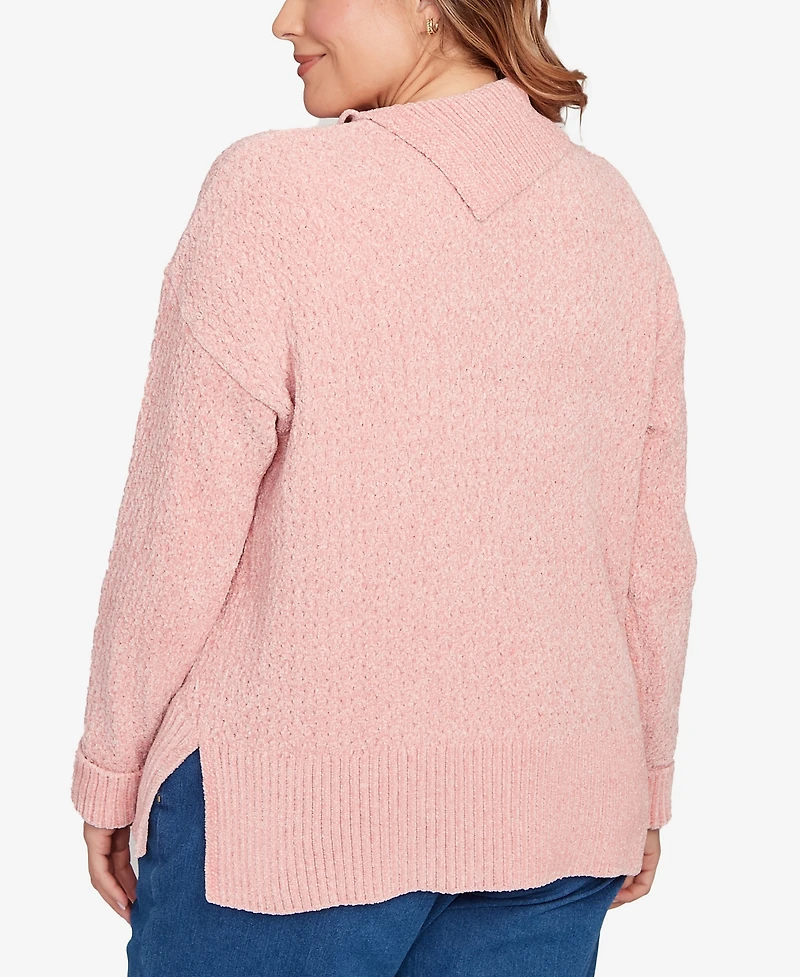 Ruby Rd. Plus Size Split Cowl Chenille Pullover Sweater