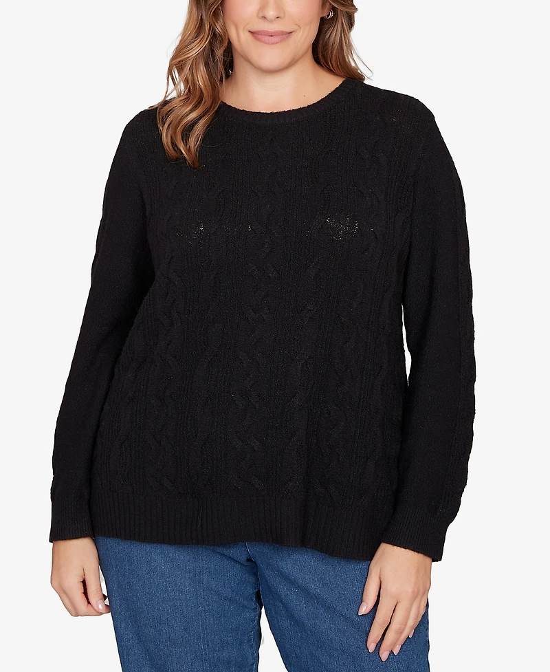 Ruby Rd. Plus Mixed Cable Cozy Sweater