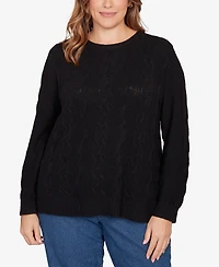 Ruby Rd. Plus Mixed Cable Cozy Sweater