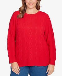 Ruby Rd. Plus Size Mixed Cable Cozy Sweater
