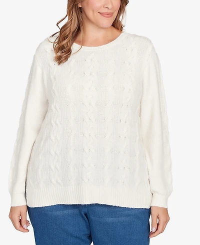Ruby Rd. Plus Mixed Cable Cozy Sweater