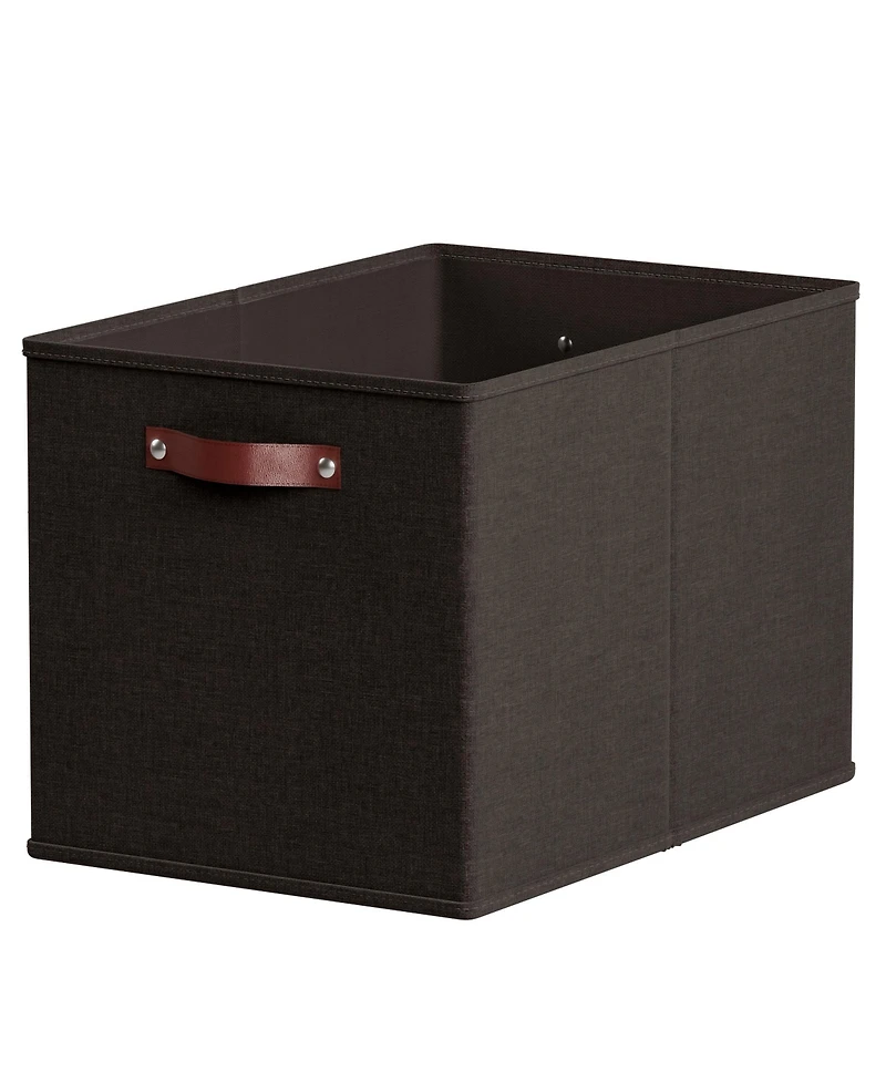 Ornavo Home 6 Pack Linen Fabric Kallax Storage Cube Bin with Faux Leather Handles