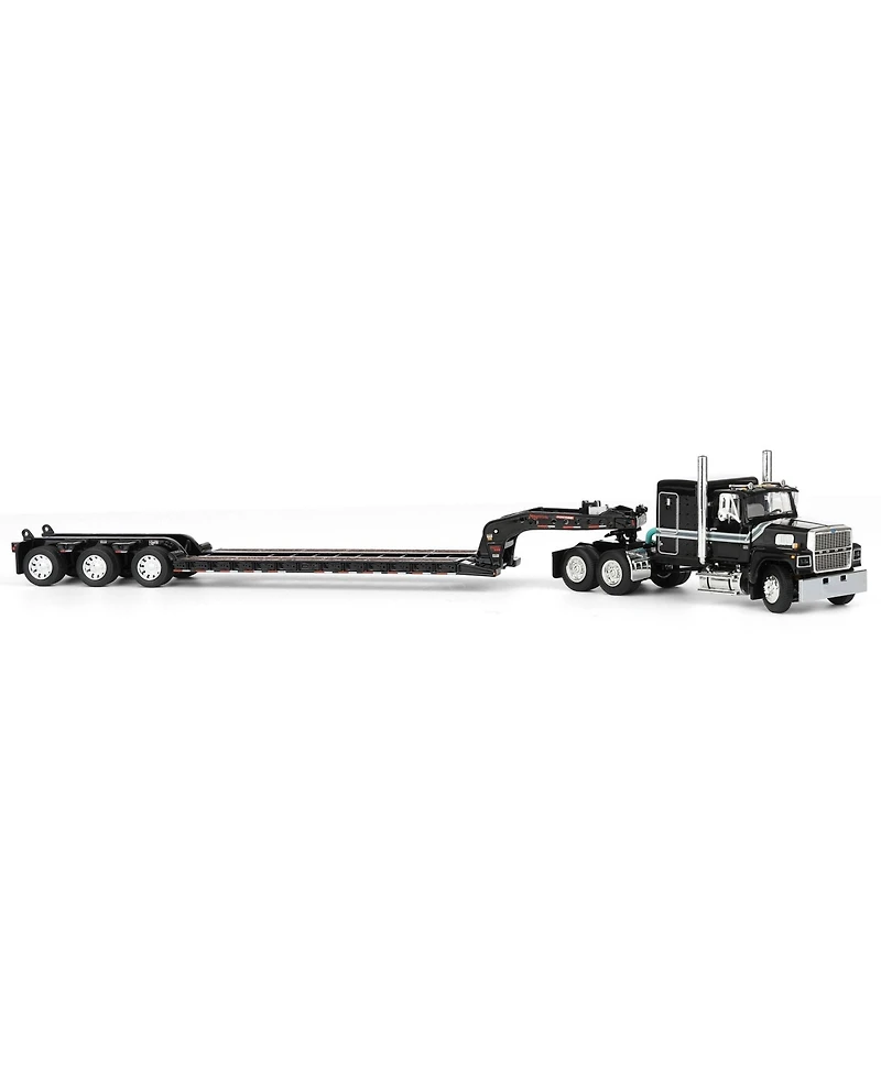 First Gear 1/64 Black Ford Ltl 9000 Fontaine Magnitude Tri-axle Lowboy Trailer Dcp