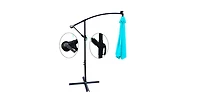 10 Ft Solar Led Patio Umbrella with Crank Tilt and Cross Base