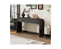 Casainc Retro Cabinet Silhouette Console Table with Open Style, Two Top Drawers