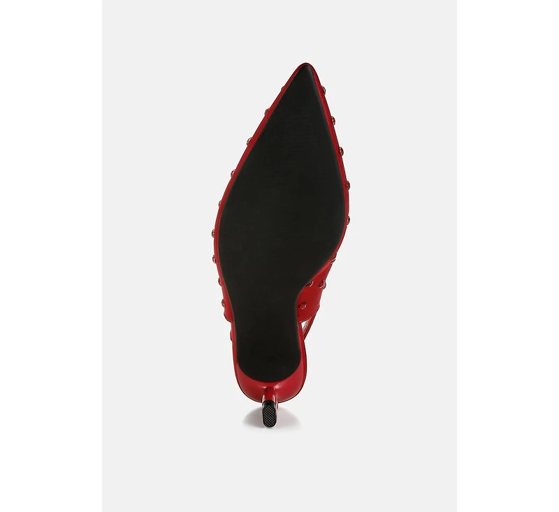 Dasavla Heart-Shaped Rhinestone Studded Slingbacks Women