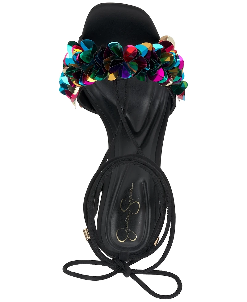 Jessica Simpson Women's Oveny Sequin Ankle Wrap Dress Sandals