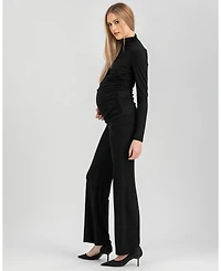Pietro Brunelli Maternity Travis Trousers with Ruched Waist and Flared Fit