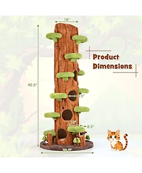 Gymax 90.5'' Tall Multifunctional Cat Tree w/ Private Condos Sisal Covered Scratching Panel