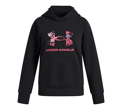 Under Armour Big Girls Rival Fleece Logo Print Fill Hoodie