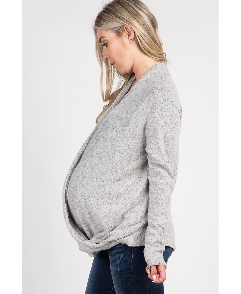 Pinkblush Maternity Beige Knit Draped Wrap V-Neck Nursing Top