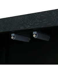 Streamdale Rattan Buffet Cabinet - Black, Push-to-Open, Adjustable Shelves