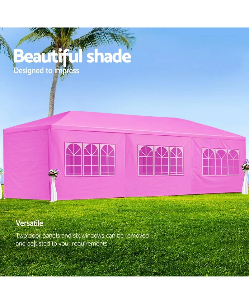 Streamdale Furniture 10x30' Wedding Party Canopy Tent Gazebo w/ 8 Sidewalls - Pink