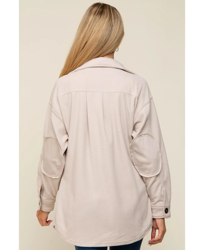 Pinkblush Maternity Beige Fleece Double Front Pocket Jacket