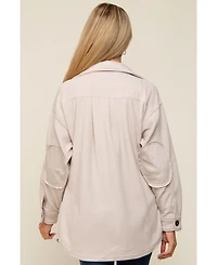 Pinkblush Maternity Beige Fleece Double Front Pocket Jacket